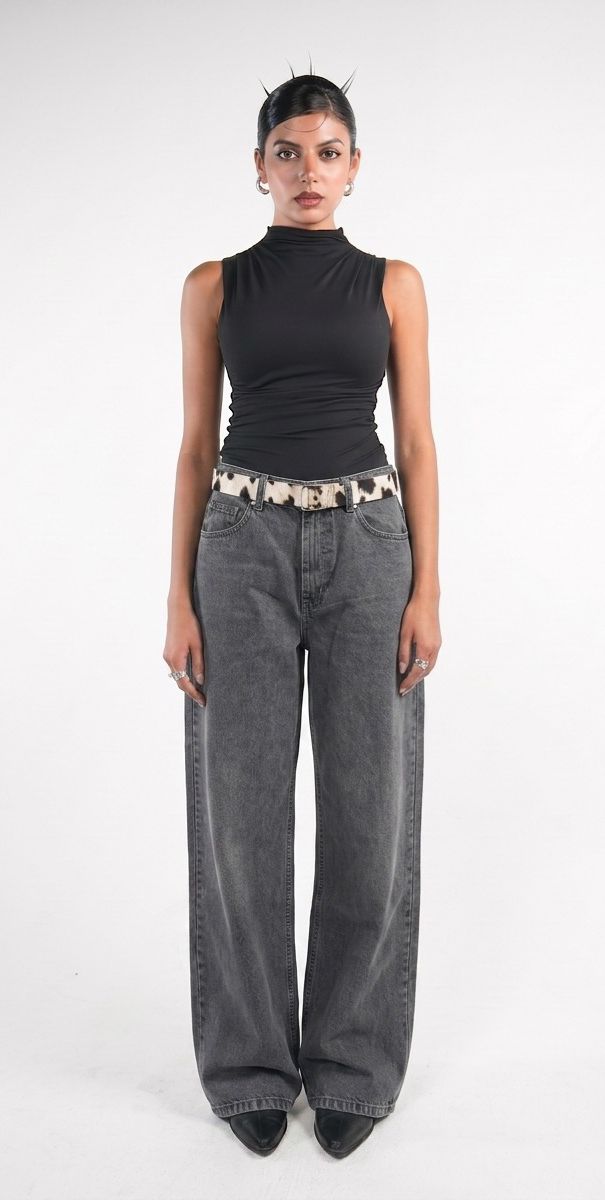 Washed grey regular fit jeans