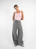 Washed grey baggy denim