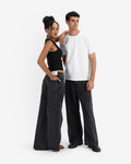 Washed black baggy denim