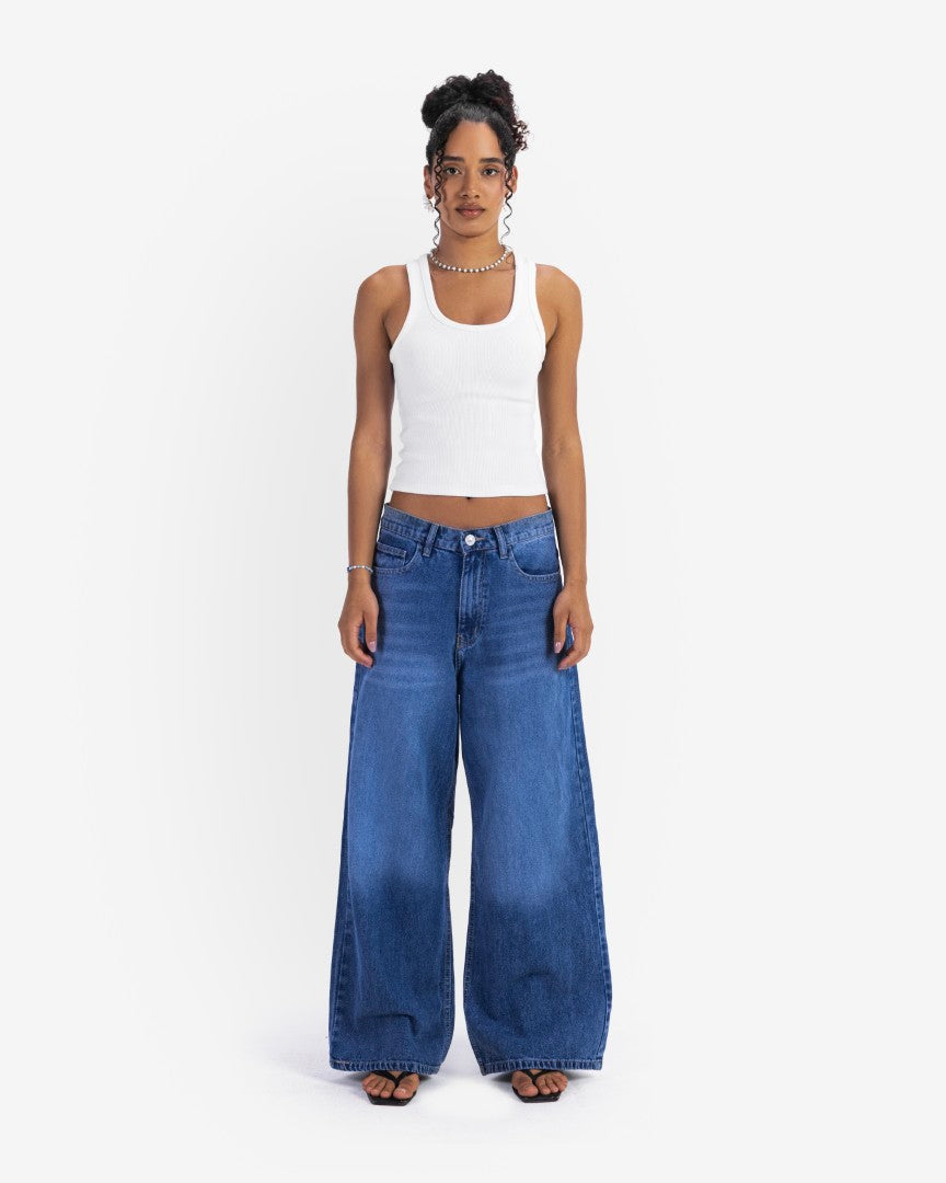 Dark blue baggy denim