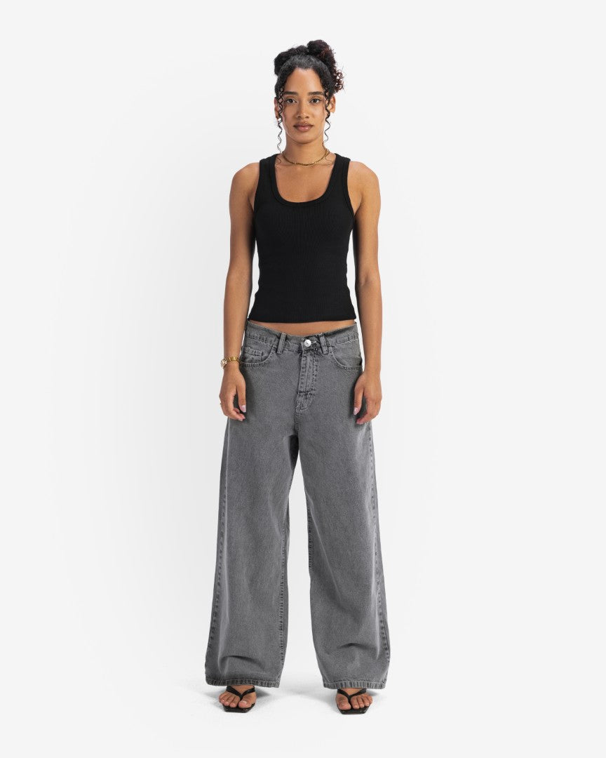 Washed grey baggy denim
