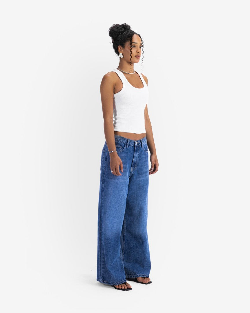 Dark blue baggy denim