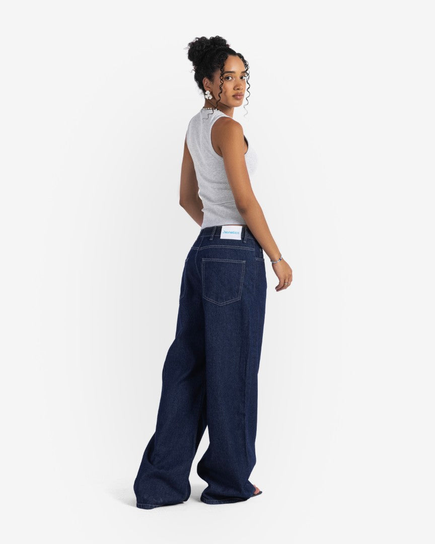 Raw blue baggy denim