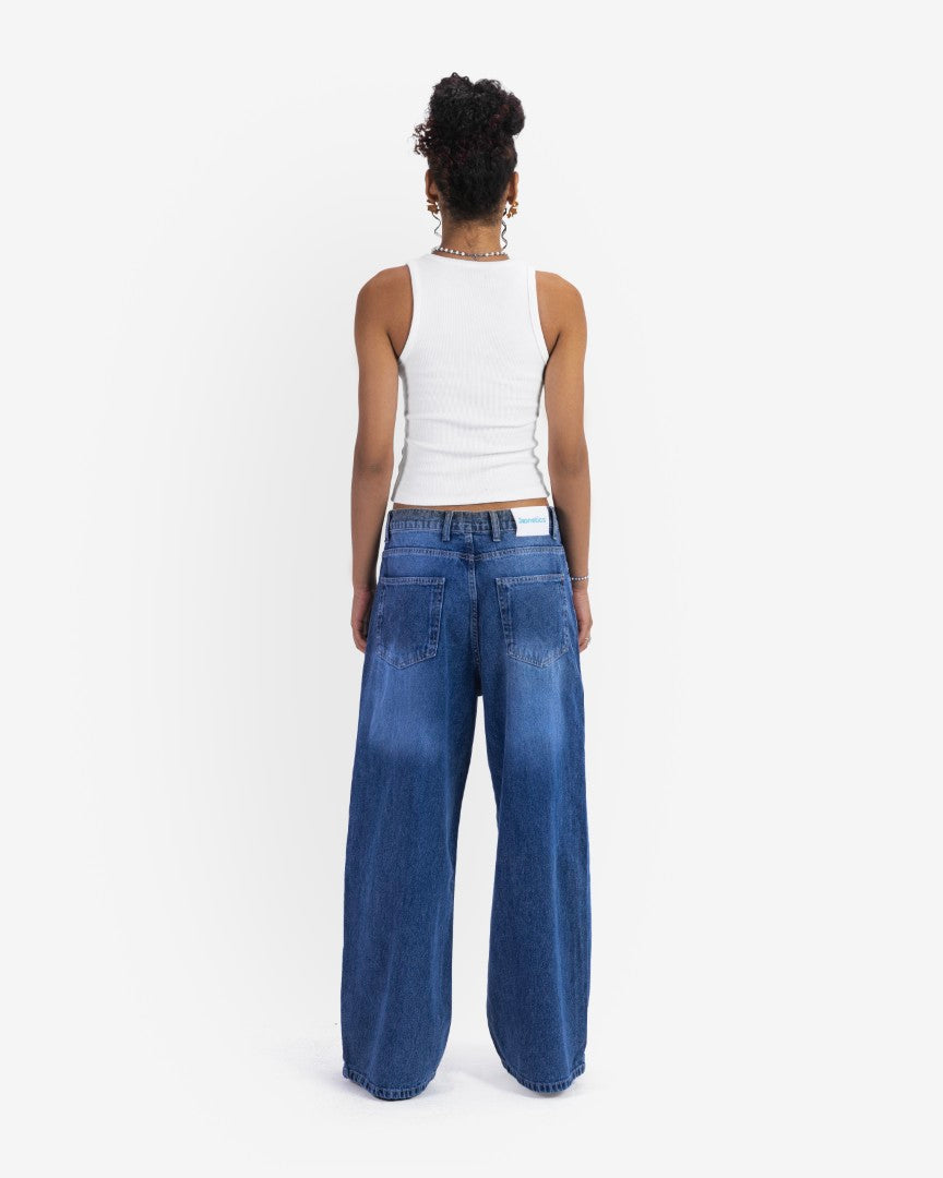 Dark blue baggy denim