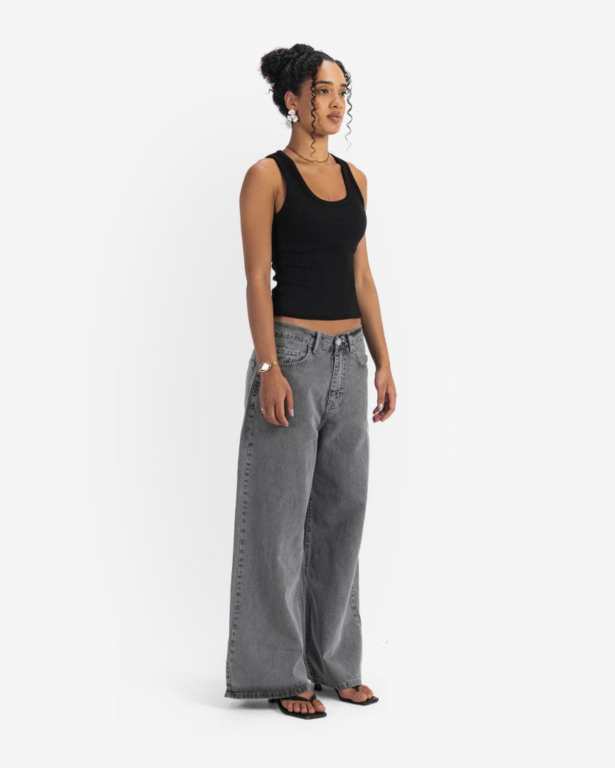 Washed grey baggy denim
