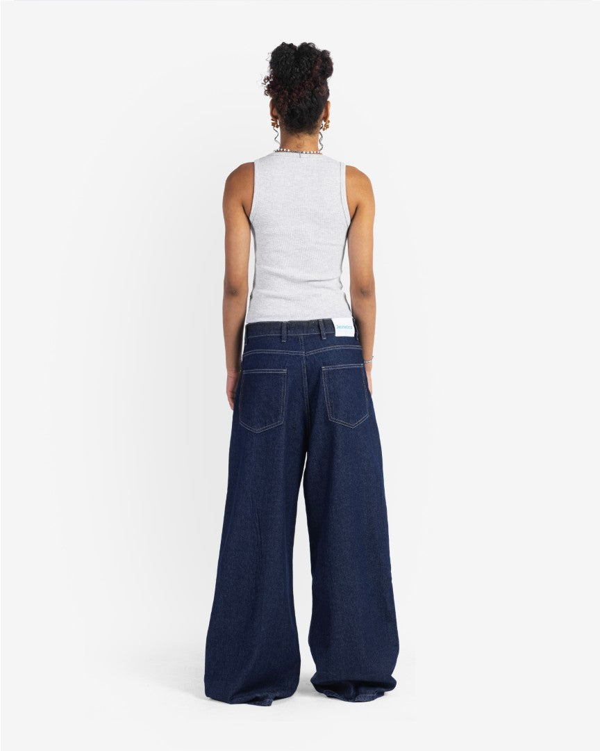 Raw blue baggy denim