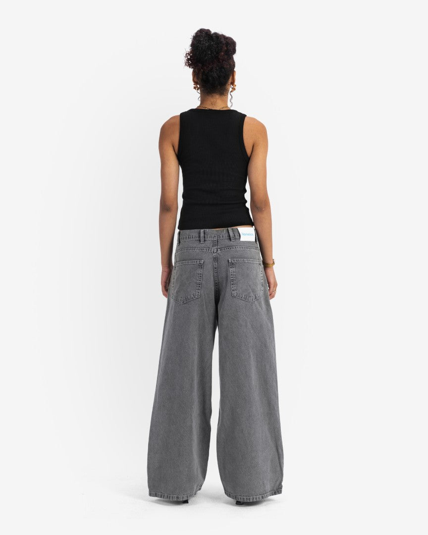 Washed grey baggy denim