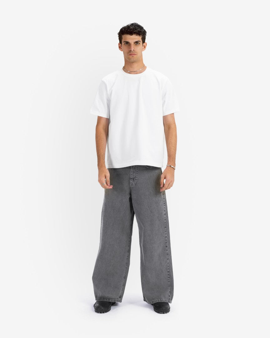 Washed grey baggy denim
