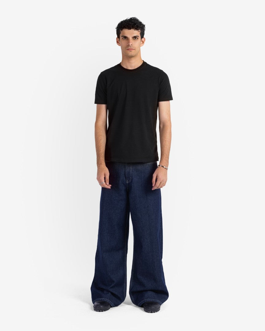 Raw blue baggy denim
