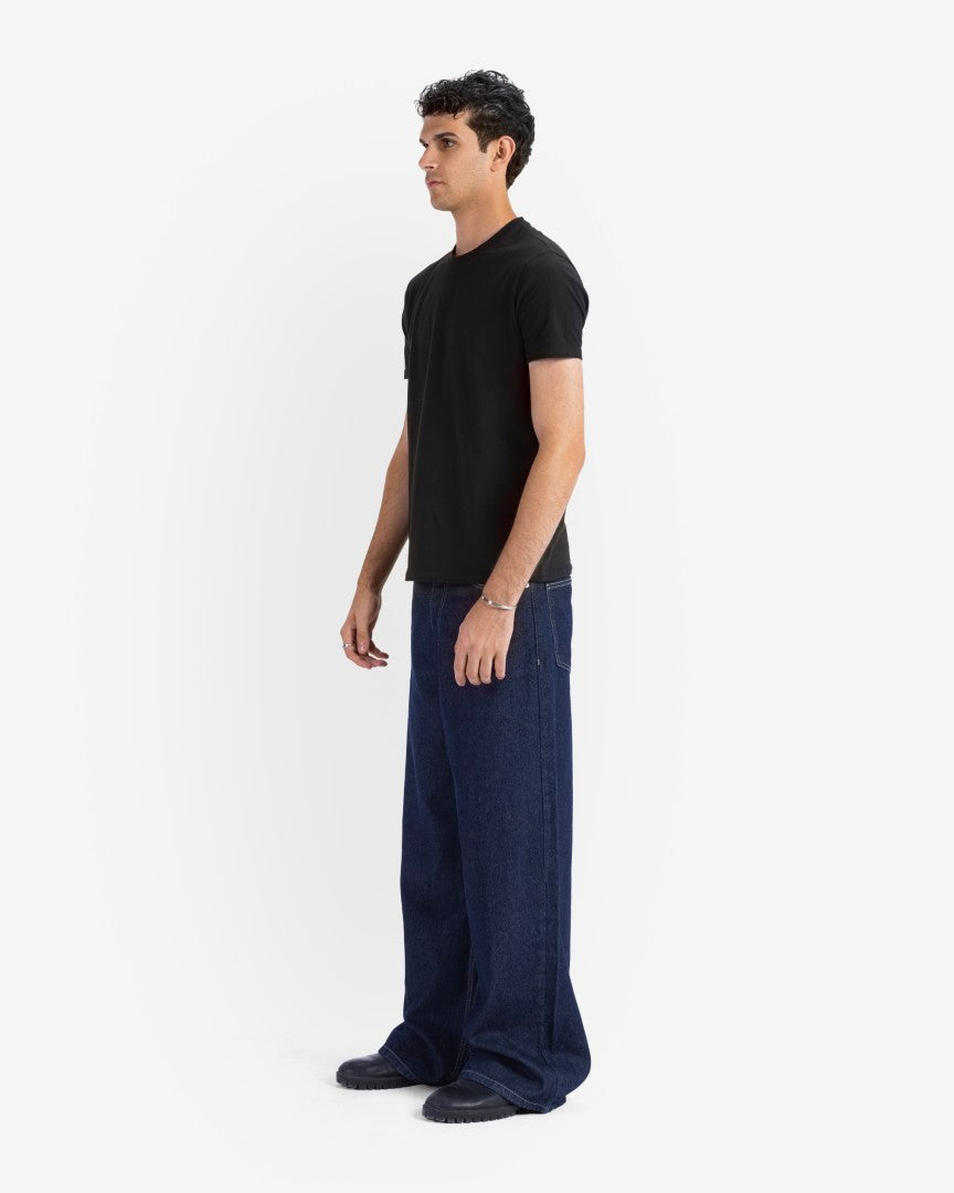 Raw blue baggy denim