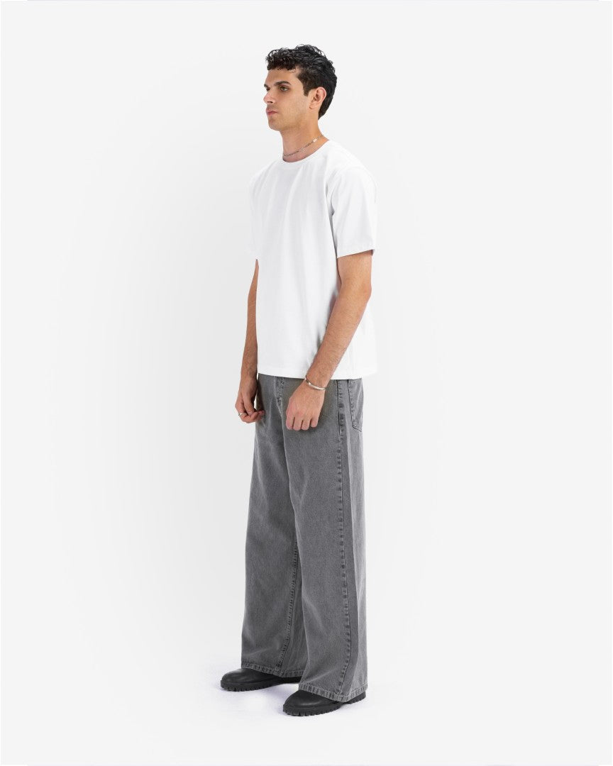 Washed grey baggy denim